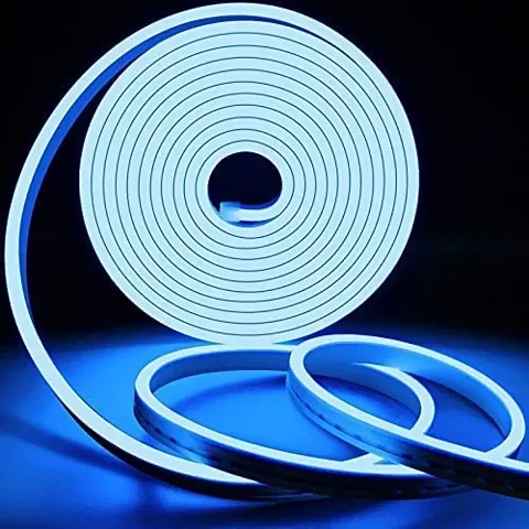 16.4Feet Neon   12V dc LED Neon Strip Rope Lights,Flat Silicone Neon Rope Light Flexible Cuttable String,  Neon LED Strips for Indoor Outdoor Decoration(Blue)