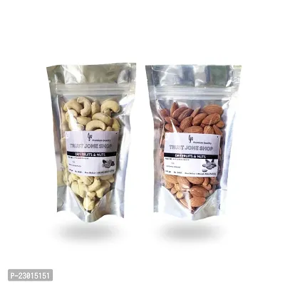 TJS Premium Quality California Almond  Whole Cashew Nuts 100 gm each Pack
