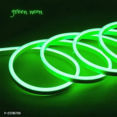 Green Neon Strip 5 Meter Long with  LED Neon Strip  Rope Lights,Flat Silicone Neon Rope Light Flexible Cuttable String, Neon LED Strips for Indoor Outdoor Decoration (Green)-thumb0