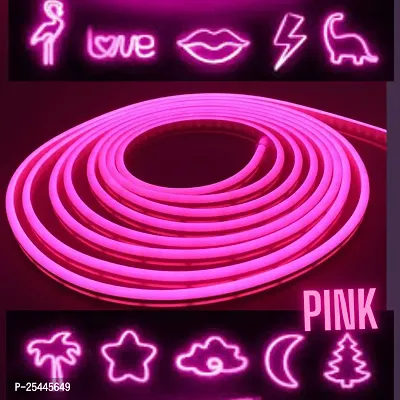 Neon LED Strip Rope Light, Waterproof Flexible Light with Connector, for Diwali, Christmas, Indoor and Outdoor Decoration. (5 Meter, Pink) , 12Vdc , Colour -Pink.