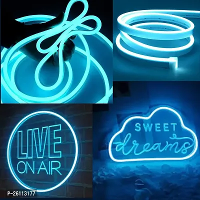 Neon LED Strip Rope Light, Waterproof Flexible Light with Connector, for Diwali, Christmas, Indoor and Outdoor Decoration. (5 Meter,) , 12Vdc , Colour -Ice blue-thumb0