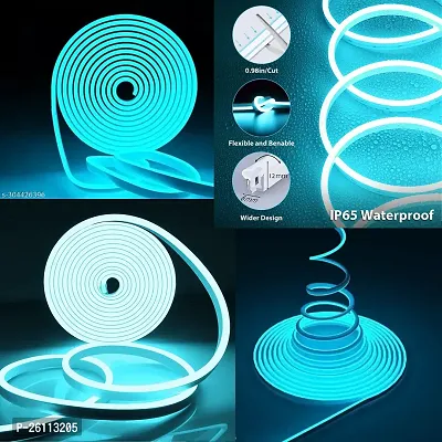 Neon LED Strip Rope Light, Waterproof Flexible Light with Connector, for Diwali, Christmas, Indoor and Outdoor Decoration. (5 Meter,) , 12Vdc , Colour -Ice blue-thumb0