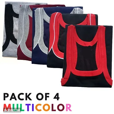 Classic Cotton Solid Vests for Men Combo of 4