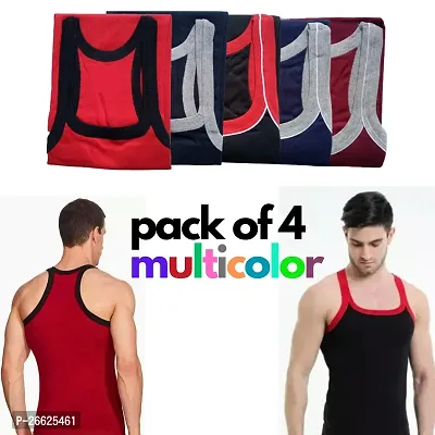 Classic Cotton Solid Vests for Men Combo of 4