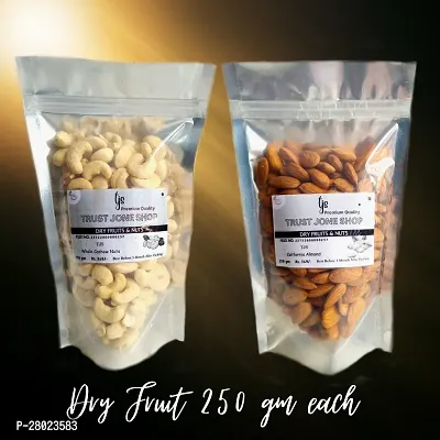 TJS 250  GM each Pack Whole Cashew Nuts  California Almond Combo Dry Fruits