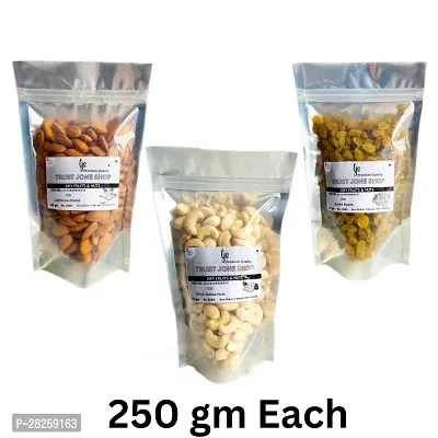 Premium Quality Almond(Badam) Cashew(Kaju) And Raisins(Kishmish) 750 gm Total Dry Fruits Combo