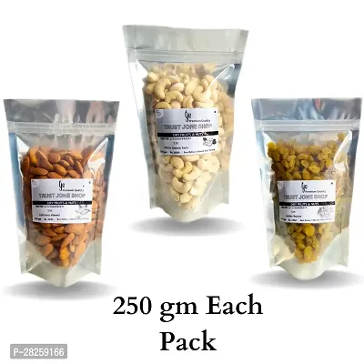 Premium Quality Almond(Badam) Cashew(Kaju) And Raisins(Kishmish) 750 gm Total Dry Fruits Combo