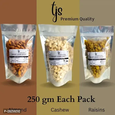 Premium Quality Almond(Badam) Cashew(Kaju) And Raisins(Kishmish) 750 gm Total Dry Fruits Combo-thumb0