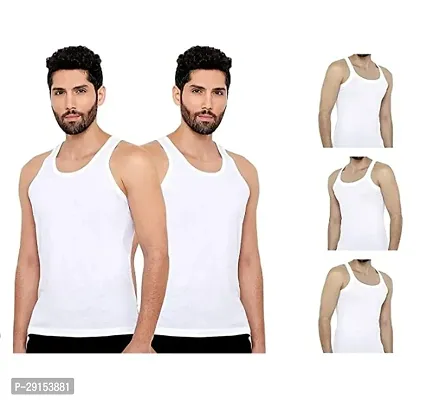 Reliable White Cotton Sleeveless Gym Vest For Men, Pack Of 5