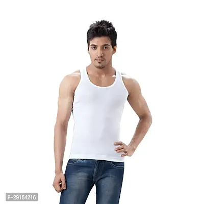 Reliable White Cotton Sleeveless Gym Vest For Men