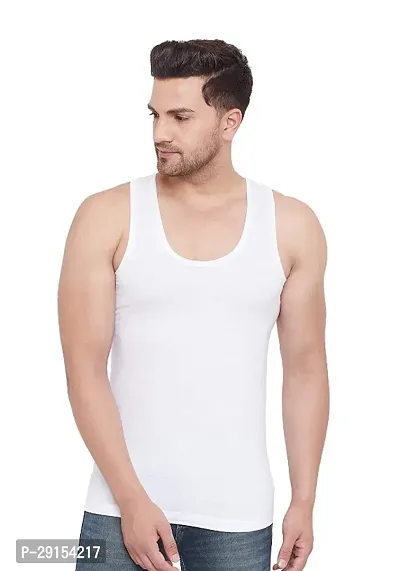 Reliable White Cotton Sleeveless Gym Vest For Men