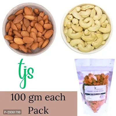 TJS Natural Premium Quality Cashew+Almond+Raisins 100 gm each Pack Combo Dry Fuits