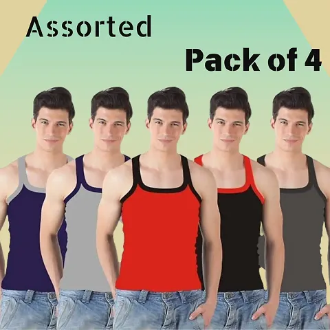 Stylish Solid Basic Vest For Men Pack Of 4