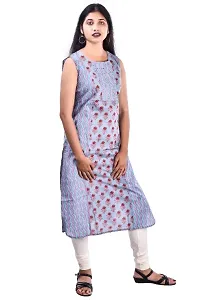 Stylish Blue Embroidered Cotton Straight Kurta-thumb2