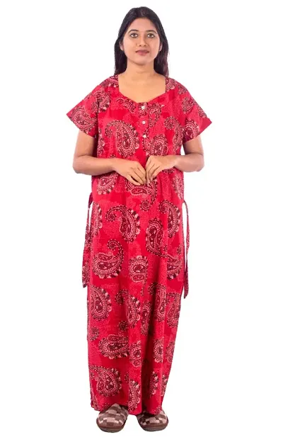 New Launched Hot Selling Cotton Printed Round Neck Nighty