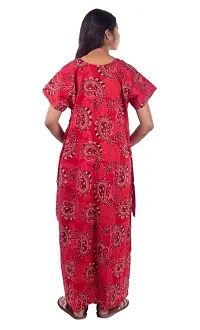 Cotton Printed Round Neck With Sleeve Nighty For Women-thumb1