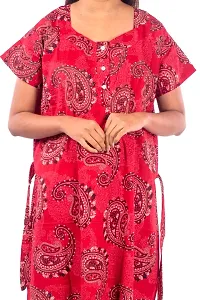 Cotton Printed Round Neck With Sleeve Nighty For Women-thumb3