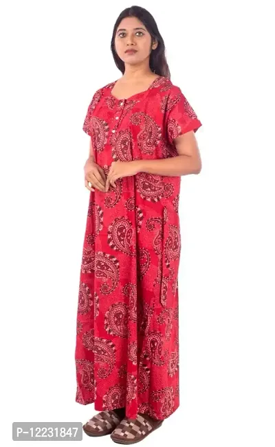 Combo Pack Womens Pure Cotton Printed Kaftan/Nightgown/Nighty/Maxi/Nightdresses-thumb3