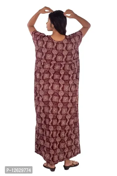 Combo Pack Womens Pure Cotton Printed Kaftan/Nightgown/Nighty/Maxi/Nightdresses-thumb2