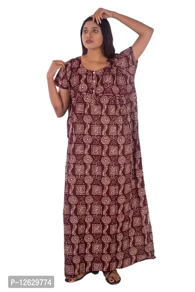 Combo Pack Womens Pure Cotton Printed Kaftan/Nightgown/Nighty/Maxi/Nightdresses-thumb3