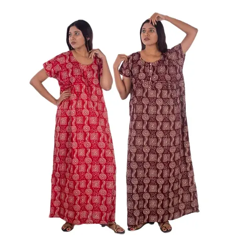 Combo Pack Womens Pure Kaftan/Nightgown/Nighty/Maxi/Nightdresses