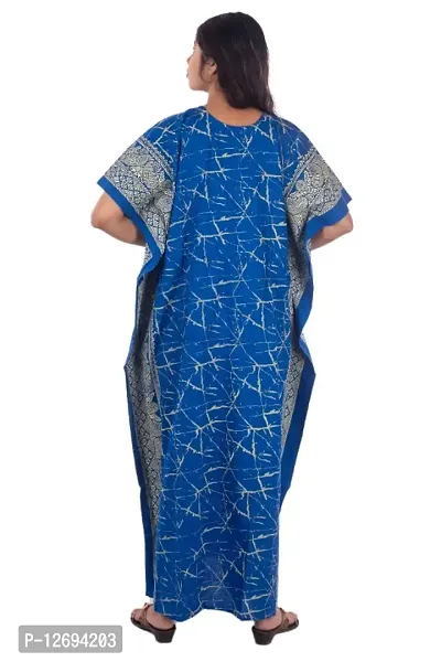 Womens Pure Cotton Printed Kaftan/Nightgown/Nighty/Maxi/Nightdresses-thumb2