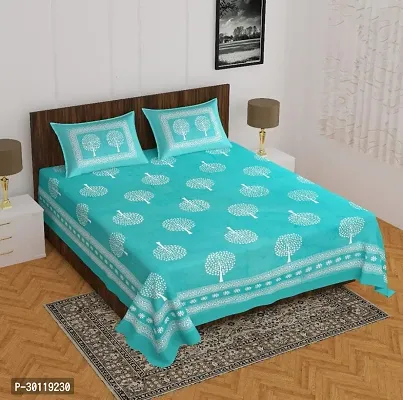 Comfortable Cotton Printed King Bedsheet with Pillow Covers-thumb0