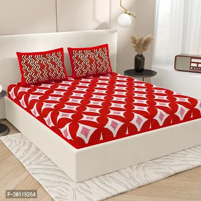 Comfortable Cotton Printed King Bedsheet with Pillow Covers-thumb0