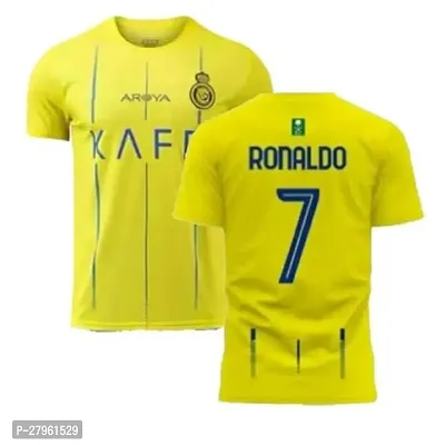 Stylish Yellow Polycotton Al_Nasser Football Original Halfsleeve Jersey T-Shirt For Men-thumb0