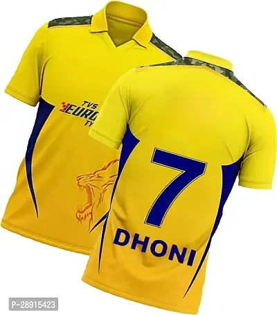 Stylish Multicoloured Polycotton Dhoni 7 cricket tshirt 2024/25