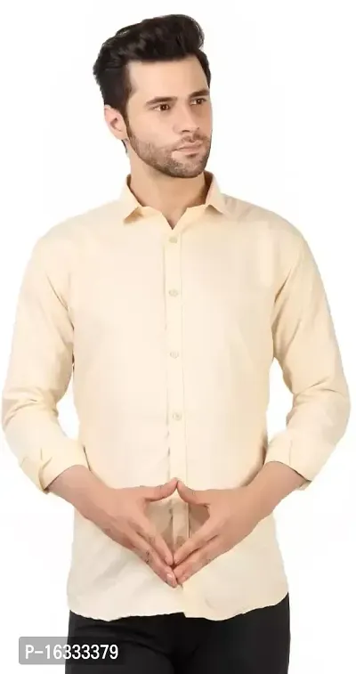 Men Cotton Linen Slim Fit Solid Casual Shirt