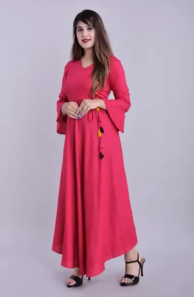 Angrakha Rayon Solid Anarkali Kurti