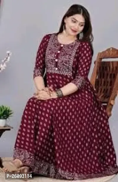 Beautiful Anarkali Printed Rayon Kurta For Women-thumb0