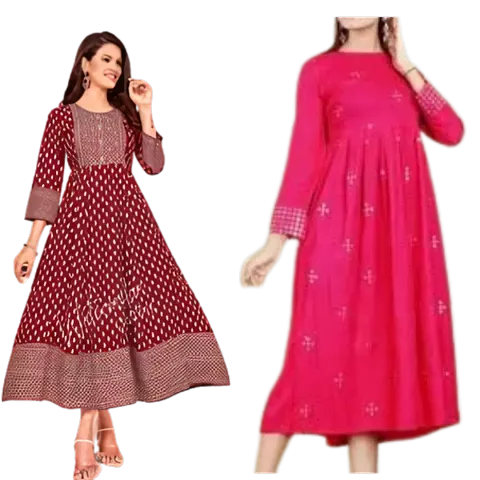 Beautiful Anarkali Rayon Kurta For Women Combo Of 2