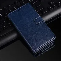 Mi Redmi Note 10s Flip Case | Vintage Leather Finish | Inside TPU | Wallet Stand | Magnetic Closing | Flip Cover for Mi Redmi Note 10s (Blue)-thumb1