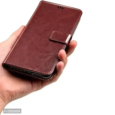 Mi Redmi Note 10s Flip Case | Vintage Leather Finish | Inside TPU | Wallet Stand | Magnetic Closing | Flip Cover for Mi Redmi Note 10s (Brown)-thumb4