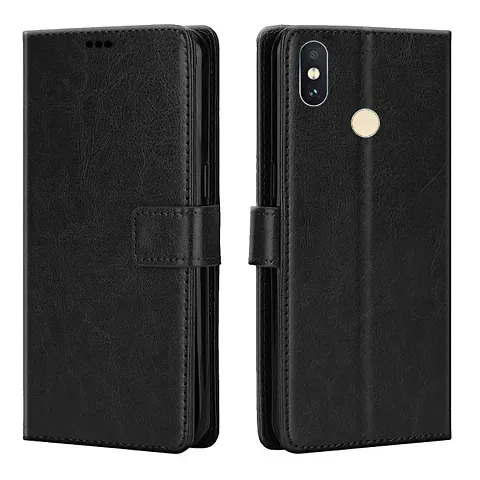 Mi Redmi Note 5 Pro Flip Case | Inside TPU with Card Pockets | Magnetic Closing | Flip Cover for Mi Redmi Note 5 Pro (Black)