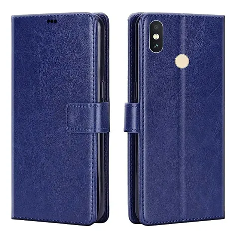 Mi Redmi Note 5 Pro Flip Case | Inside TPU with Card Pockets | Magnetic Closing | Flip Cover for Mi Redmi Note 5 Pro (Blue)