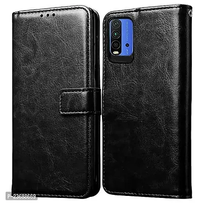 Poco M3 Flip Case | Inside TPU with Card Pockets | Magnetic Closing | Flip Cover for Poco M3 (Black)-thumb0