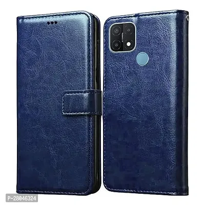 Oppo A15 Flip Cover (Blue)-thumb0