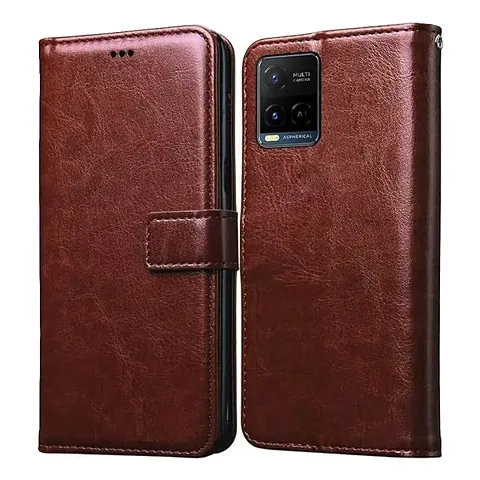 Vivo Y21 Flip Cover (Brown)