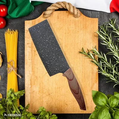 YELONA Brown Luxurious PP Marble Coated Stainless Steel Cleaver Butcher Knife Multipurpose use for Cutting Meat, Vegetable, Fruit 12 inch Knife