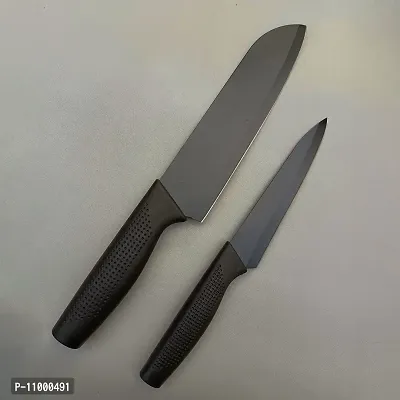 YELONA Set of 2 Paring and Chef Knife Black Stainless Steel Non Stick Coating | Rust Resistant, Sharp Blade Chopping, Cutting, Slicing Multipurpose for Home, Kitchen