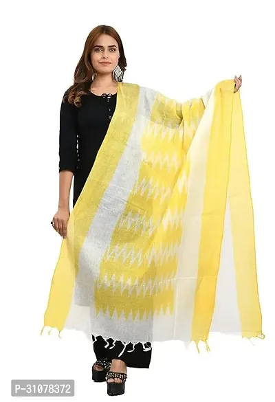 Elite Yellow Cotton Woven Design Dupattas For Women-thumb0