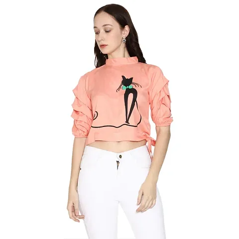 Romile Crop Top (Peach, X-Large)