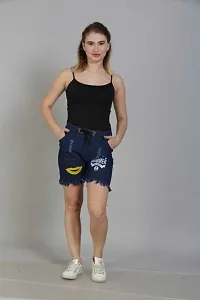 Women Printed Denim Shorts-thumb1