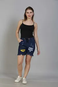 Women Printed Denim Shorts-thumb4