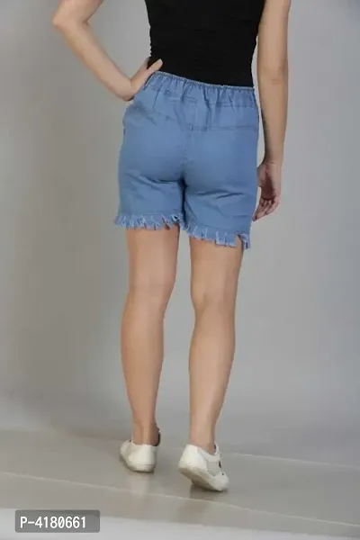 Women Printed Denim Shorts-thumb3