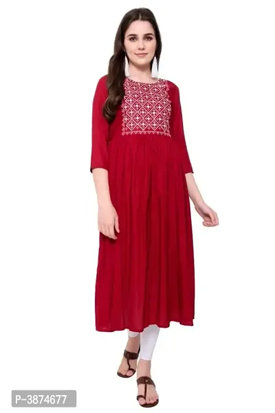 Rayon Embroidered Anarkali Kurta-thumb0