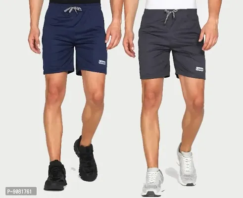 Classic Polyester Solid Sports Shorts for Men, Pack of 2-thumb0